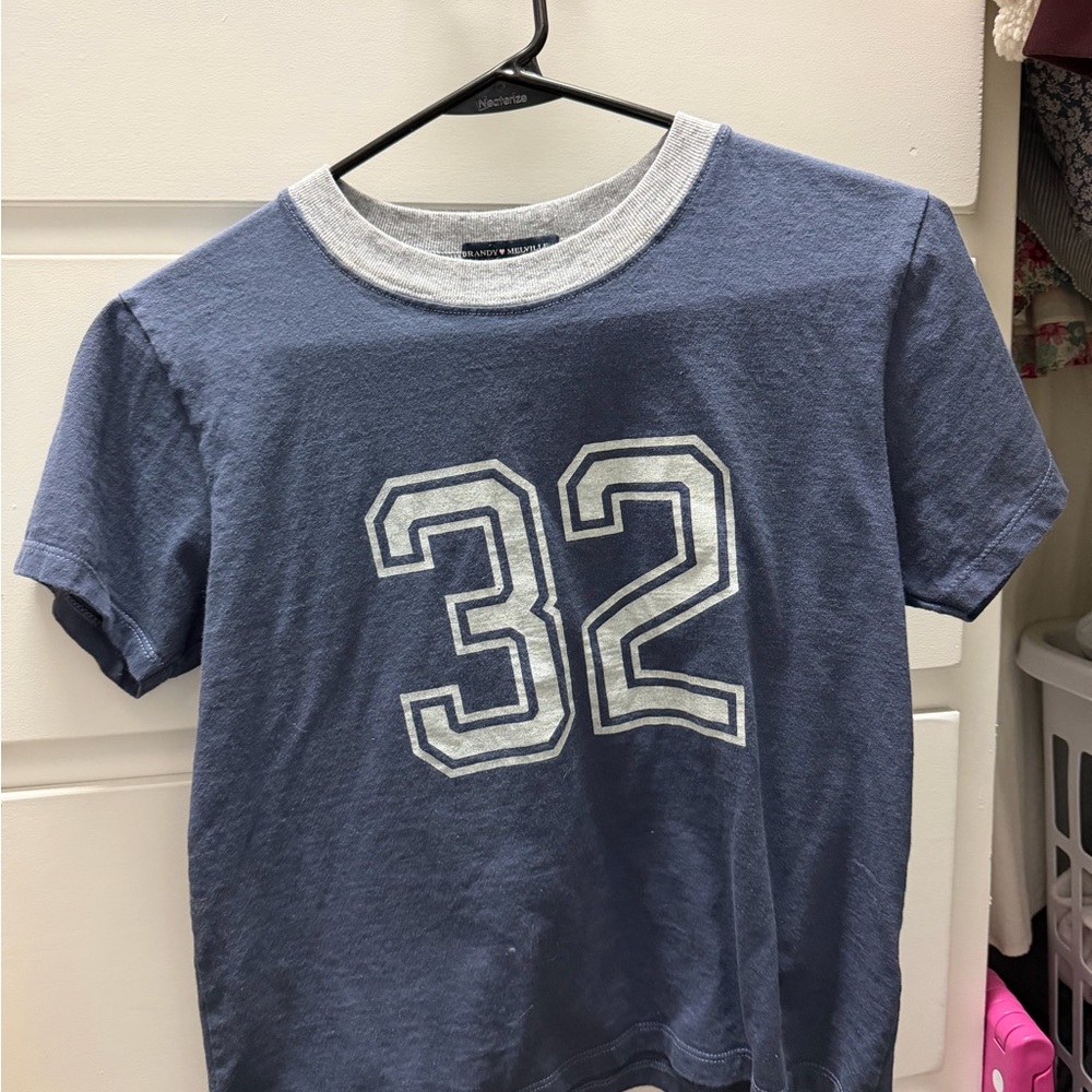 Brandy Melville Navy and Gray Tee